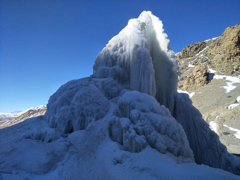 Construction of First Ice Stupa in Upper Mustang
